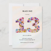 Pink Floral 13th Birthday Garden Spring Wildflower Einladung (Vorderseite)