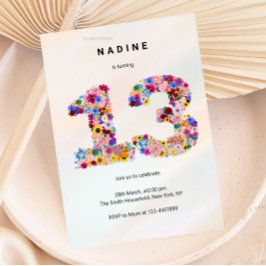 Pink Floral 13th Birthday Garden Spring Wildflower Einladung