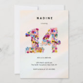 Pink Floral 14th Birthday Garden Spring Wildflower Einladung (Vorderseite)