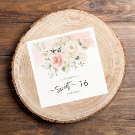 Pink Floral 16. Geburtstagsparty Papier Serviette