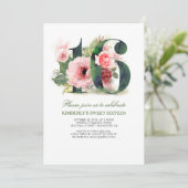 Pink Floral 16 | Sweet Sixteen Birthday Party Einladung (Stehend Vorderseite)