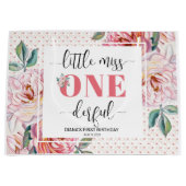 Pink Floral 1st Birthday  Große Geschenktüte (Vorderseite)