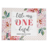 Pink Floral 1st Birthday  Große Geschenktüte (Rückseite)