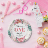 Pink Floral 1st Birthday Pappteller (Party)