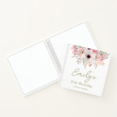 Pink Floral 21. Geburtstag Party Gästebuch Notizblock (Innenseite)
