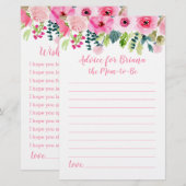 Pink Floral 2 Baby Showspiele Beratung & Wünsche (Vorne/Hinten)