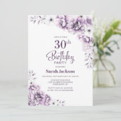 Pink Floral 30. Geburtstag Party Einladung (Stehend Vorderseite)