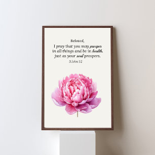 Pink Floral 3 John 1:2 Schrift Christlich Poster