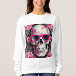 Pink Floral 3D Toter Schädel mit Sonnenbrille Sweatshirt