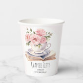 Pink Floral 50. Buch Thema Geburtstag Pappbecher (Vorderseite)