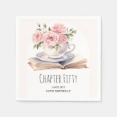 Pink Floral 50. Buch Thema Geburtstag Serviette (Vorderseite)