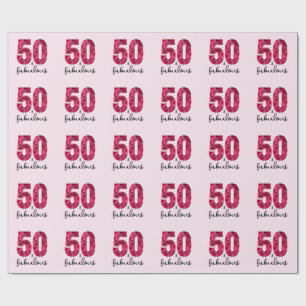 Pink Floral 50 und fabelhafte 50. Geburtstagsparty Geschenkpapier