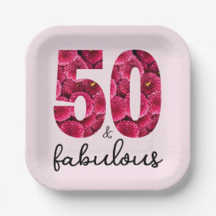 Pink Floral 50 und fabelhafte 50. Geburtstagsparty Pappteller
