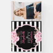 Pink Floral 50 und fabelhaftes Foto Schwarz & Weiß Banner (Vertikal)