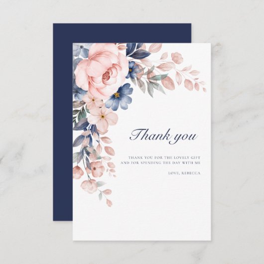 Pink Floral 60. Geburtstag Dankeskarte (Vorne/Hinten)