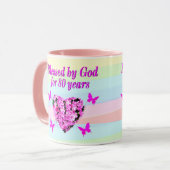 PINK FLORAL 80. GEBURTSTAG GOTTES SEGINGS TASSE (Vorderseite Links)