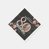 Pink Floral 80. Geburtstag Serviette (Ecke)