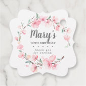 Pink Floral 90. Geburtstag Vielen Dank Geschenkanhänger (Rückseite)