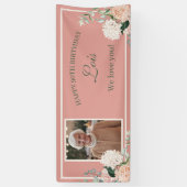 Pink Floral 90. Geburtstagsbanner Banner (Vertikal)