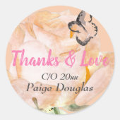 Pink Floral Abschluss Vielen Dank Runder Aufkleber (Vorderseite)