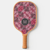 Pink Floral Abstract Monogrammed Pickleball Paddle (Rückseite)