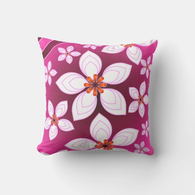 Pink Floral Abstract Pattern | Aesthetic Flower Ar Kissen (Vorderseite)