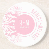 Pink Floral Accent Wedding Coaster Getränkeuntersetzer (Vorne)