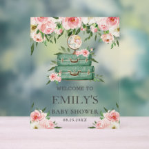 Pink Floral Adventure Journey Baby Dusche Willkomm