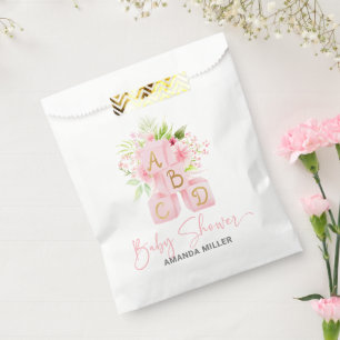 Pink Floral Alphabet Blocks Baby Showtypografie Geschenktütchen