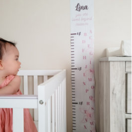 Pink Floral Alphabet Growth Chart Poster