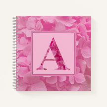 Pink Floral Alphabet Letter "A Journal Notebook"