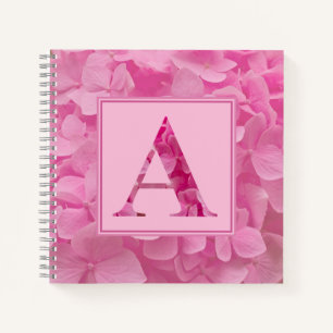 Pink Floral Alphabet Letter "A Journal Notebook" Notizblock