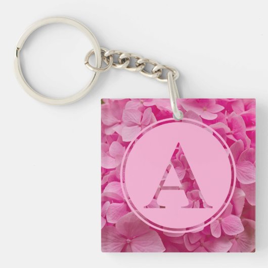 Pink Floral Alphabet Letter "A" und XO Schlüsselanhänger (Vorderseite)