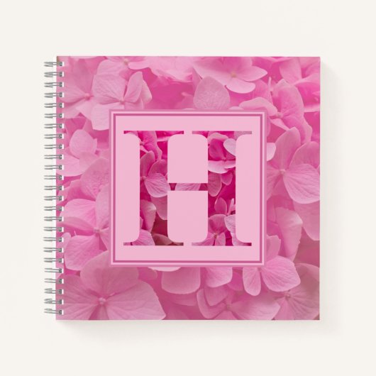 Pink Floral Alphabet Letter "H" Journal-Notebook Notizblock (Vorderseite)