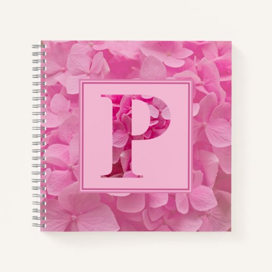 Pink Floral Alphabet Letter "P" Journal-Notebook Notizblock (Vorderseite)