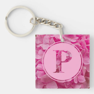 Pink Floral Alphabet Letter "P" und XO Schlüsselanhänger