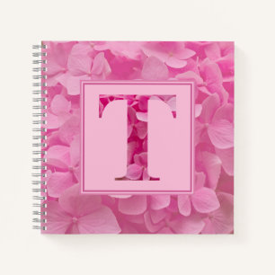 Pink Floral Alphabet Letter "T" Journal-Notebook Notizblock