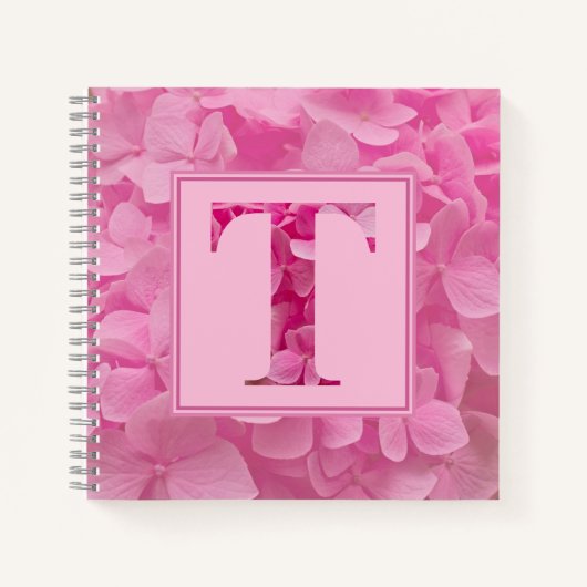 Pink Floral Alphabet Letter "T" Journal-Notebook Notizblock (Vorderseite)