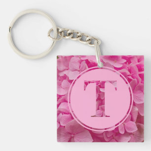 Pink Floral Alphabet Letter "T" und XO Schlüsselanhänger