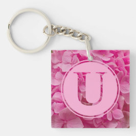 Pink Floral Alphabet Letter "U" und XO Schlüsselanhänger