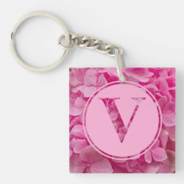 Pink Floral Alphabet Letter "V" und XO Schlüsselanhänger