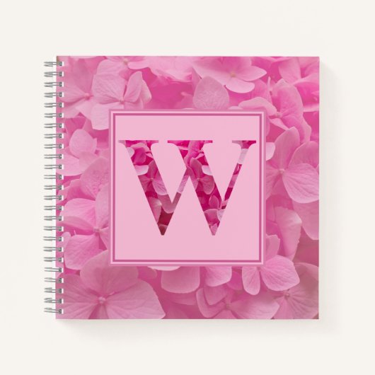 Pink Floral Alphabet Letter "W" Journal-Notebook Notizblock (Vorderseite)