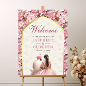 Pink Floral Anand Karaj Sikh Wedding Willkommensze Poster