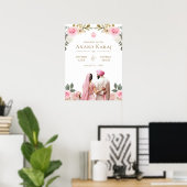 Pink Floral Anand Karaj Sikh Wedding Willkommensze Poster (Heimbüro)