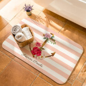 Pink Floral Anchor Nautical Stripes Individuelle N Badematte