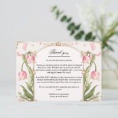 Pink Floral and Greenerity Wedding Danke Karte (Stehend Vorderseite)