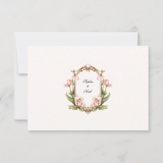 Pink Floral and Greenerity Wedding Danke Karte (Rückseite)