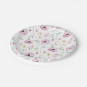 Pink Floral Anemon Brautparty Pappteller (Schrägansicht)