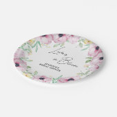 Pink Floral Anemone Liebe ist im Bloom Brautparty Pappteller (Schrägansicht)