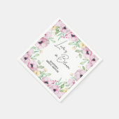 Pink Floral Anemone Liebe ist im Bloom Brautparty Serviette (Ecke)